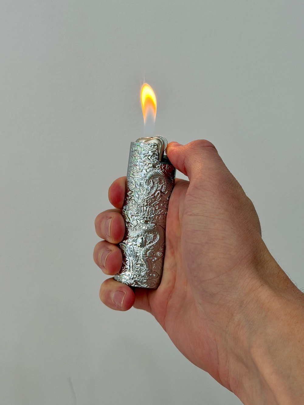 Silver Embossed Lighter Case Accessory - Decorative Metal Sleeve - Picture 7 of 7